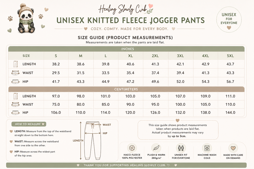 Cozy Panda Unisex Fleece Joggers – Soft & Warm | Healing Slowly Club