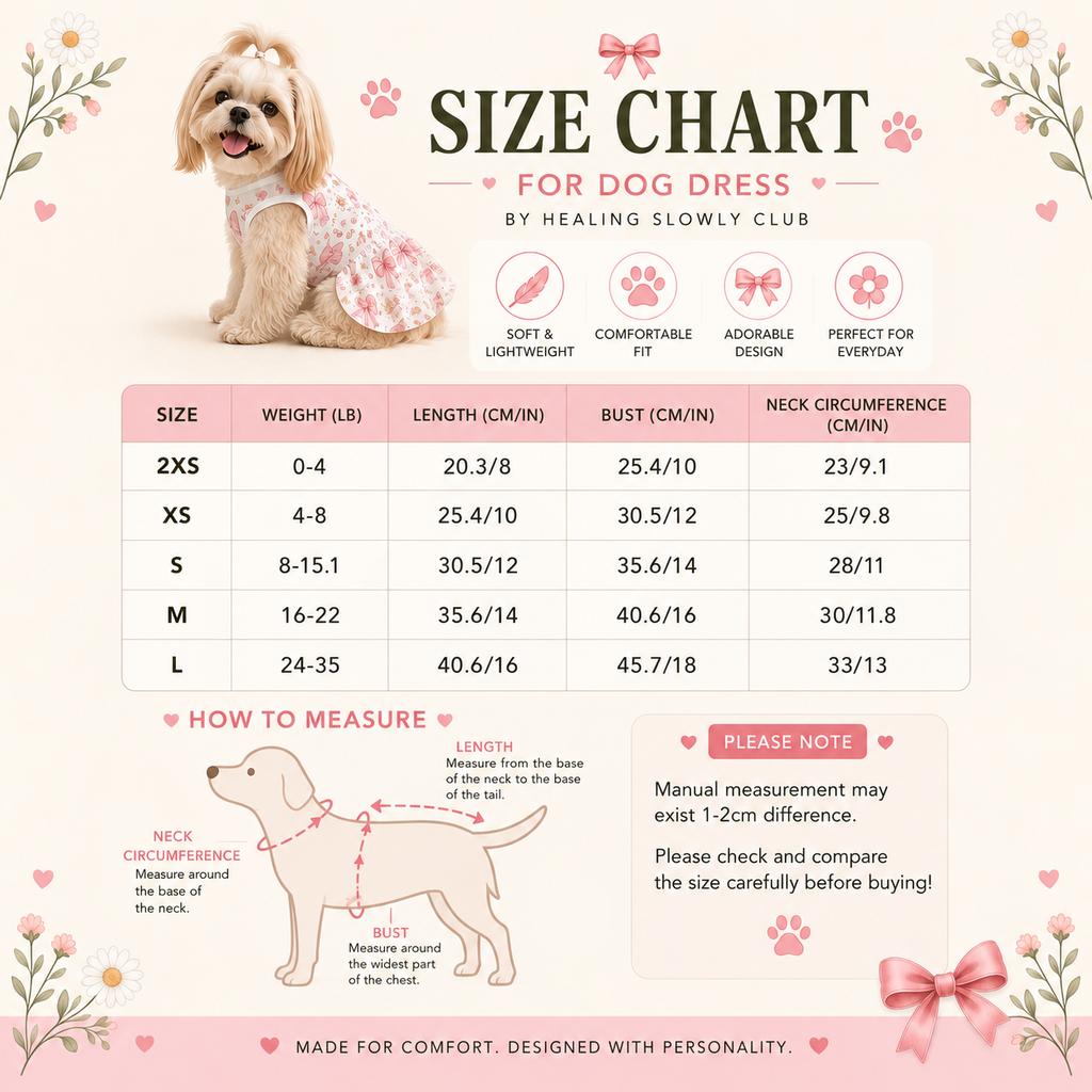 Sweet Bow Ruffle Dog Dress – Small Dog Sizes 2XS–L
