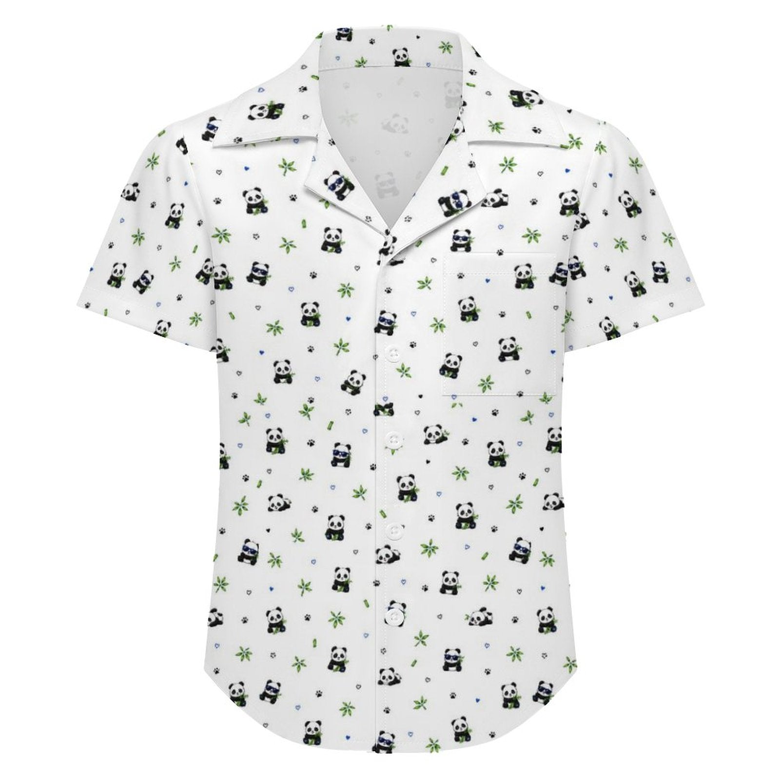 Kids Panda Print Cuban Collar Shirt | Lightweight Summer Shirt