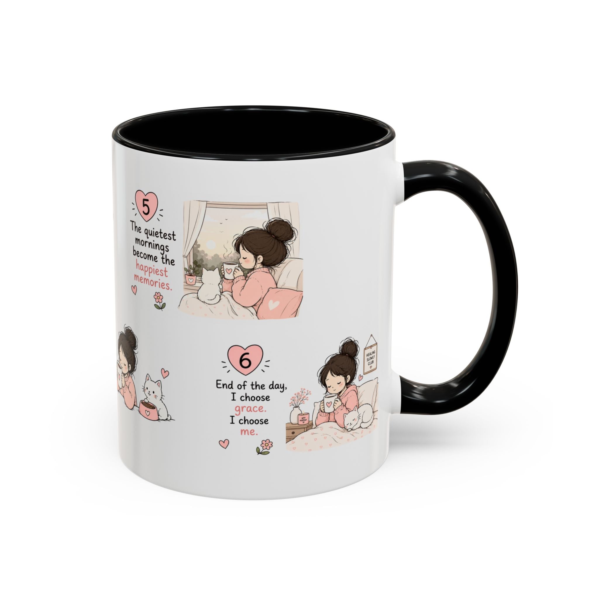 Morning With My Cat Mug | Cute Cat Lover Coffee Mug | Cozy Cat Mom Gift | Doodle Story Mug