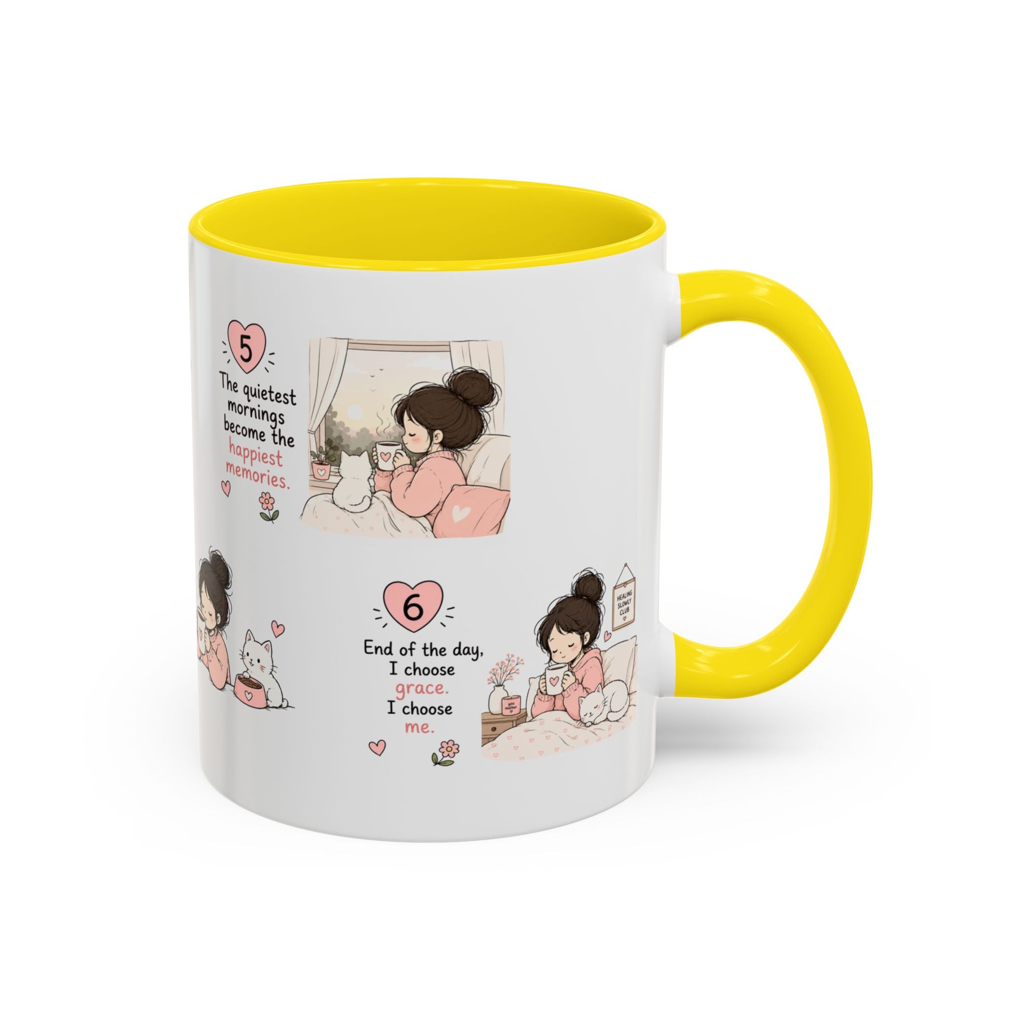 Morning With My Cat Mug | Cute Cat Lover Coffee Mug | Cozy Cat Mom Gift | Doodle Story Mug