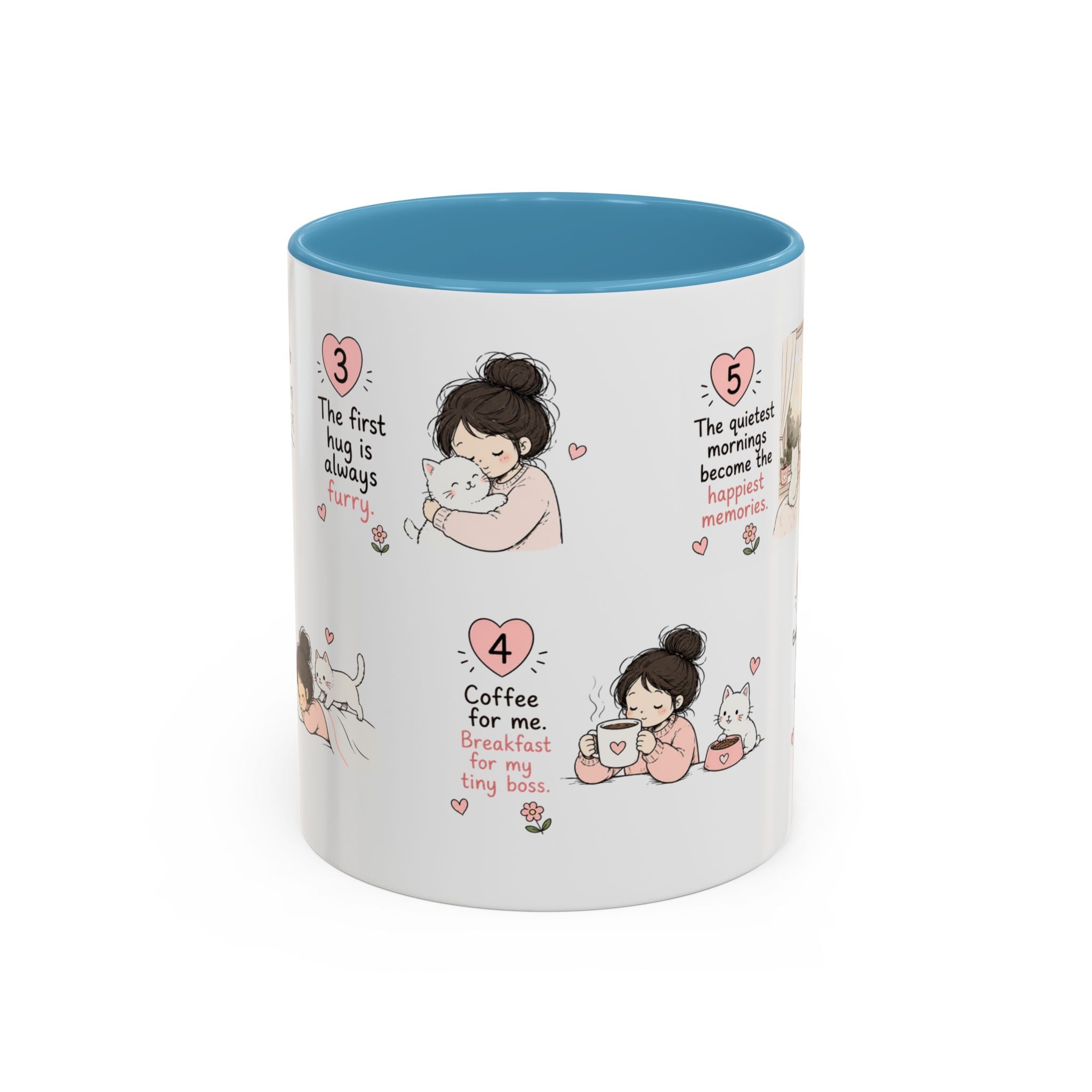 Morning With My Cat Mug | Cute Cat Lover Coffee Mug | Cozy Cat Mom Gift | Doodle Story Mug