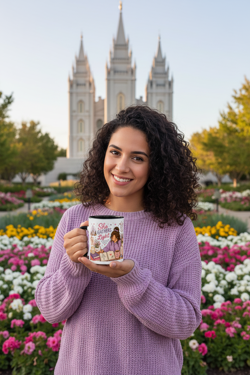LDS Young Women Mug | She Gathers Light Gift
