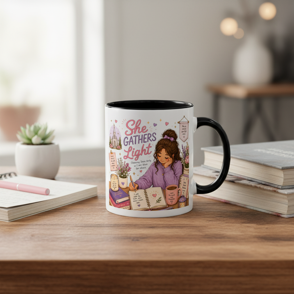 LDS Young Women Mug | She Gathers Light Gift