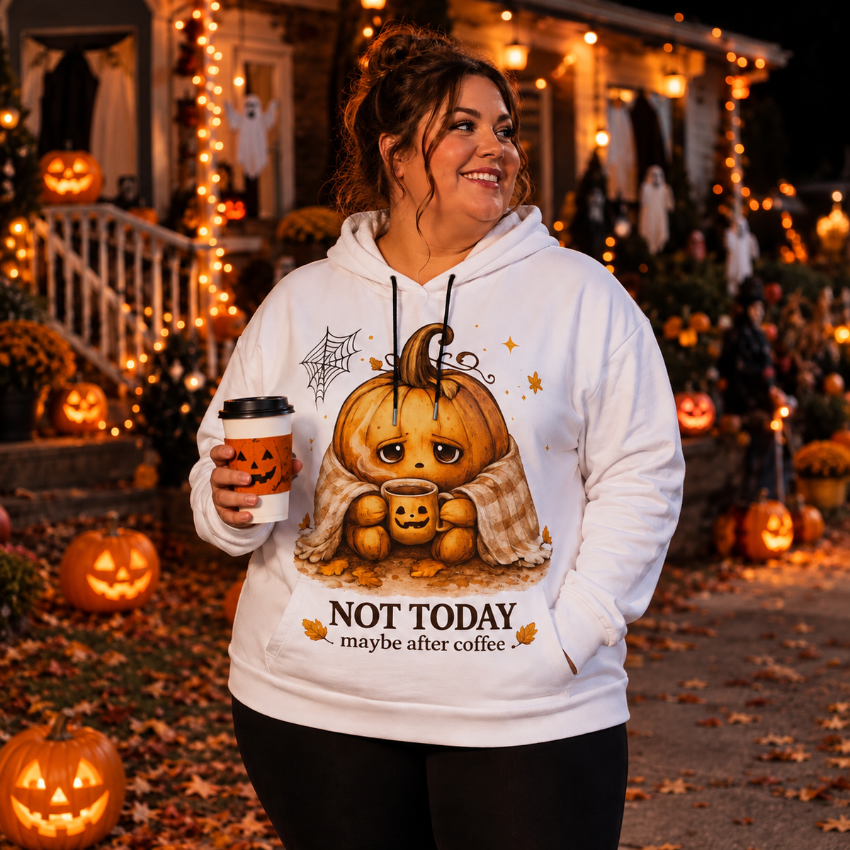 Not Today Pumpkin Hoodie With Ears | Halloween Cozy Hoodie