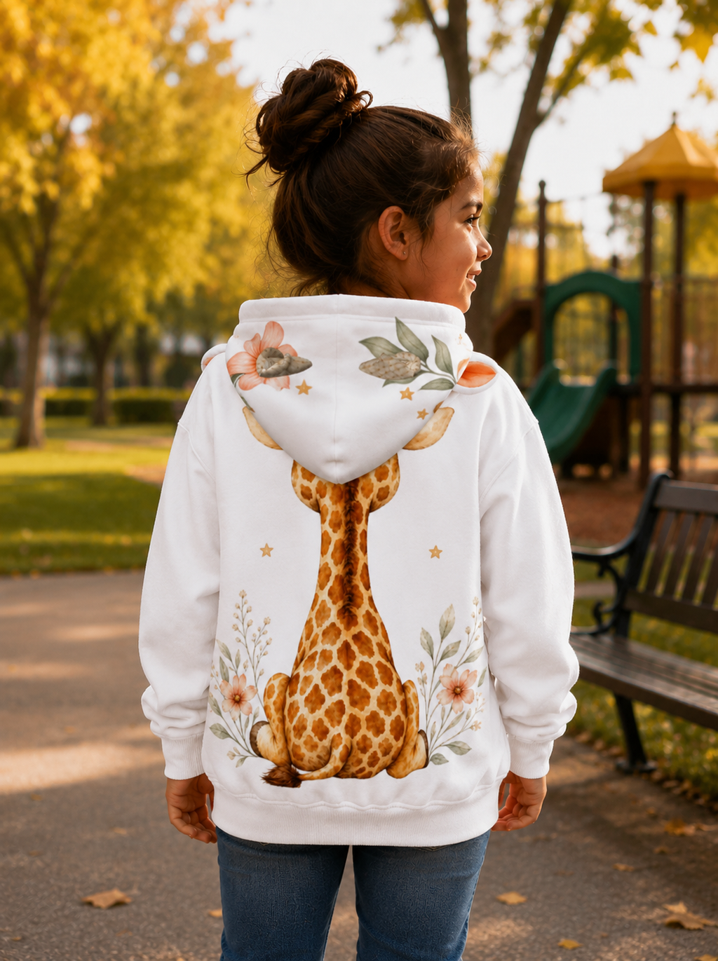 Kids “Tall? Not Yet.” Giraffe Borg Fleece Hoodie
