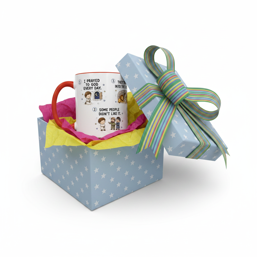 Daniel and the Lions’ Den Mug | Christian Bible Story Coffee Mug | Faith Gift for Kids, Sunday School Teacher, Christian Family Gift