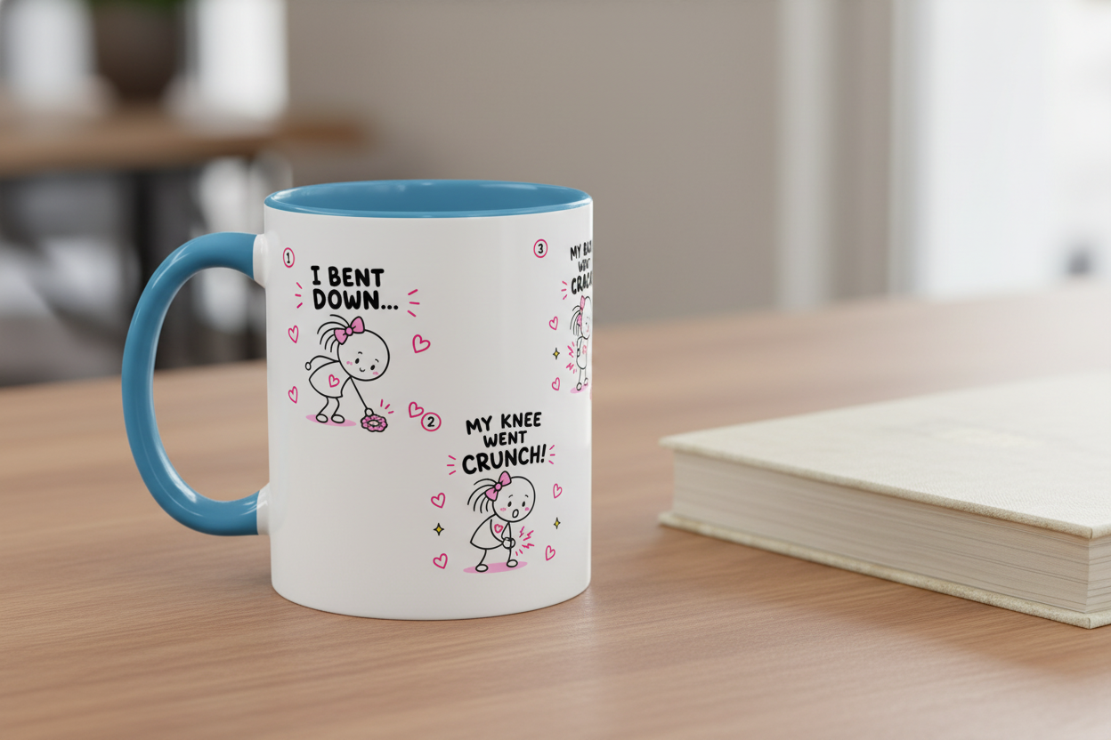 Crunchy Girl Mug | Funny Body Aches Coffee Cup | Self Care Gift