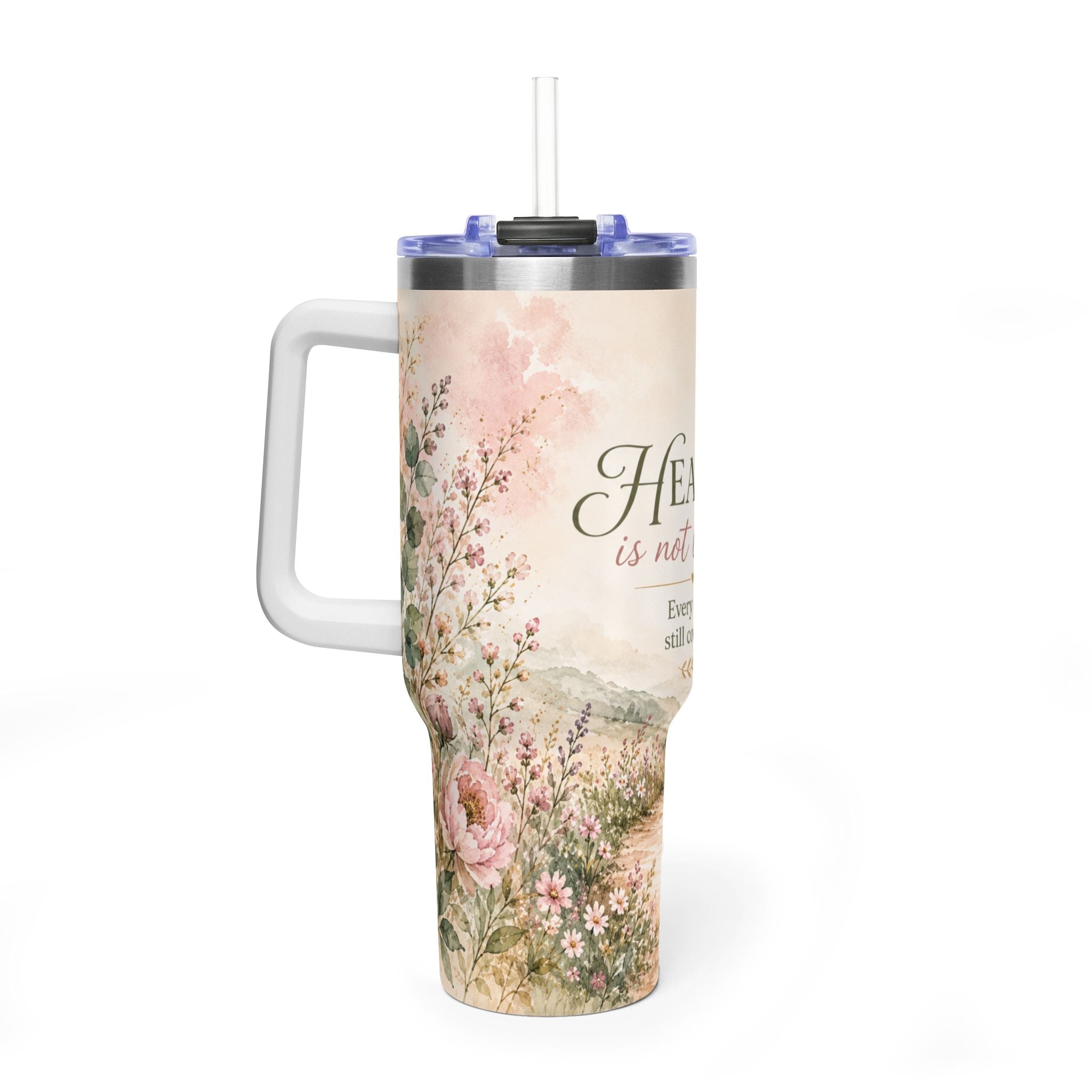 Tumbler — "Healing Is Not Linear" 40oz Insulated Travel Cup