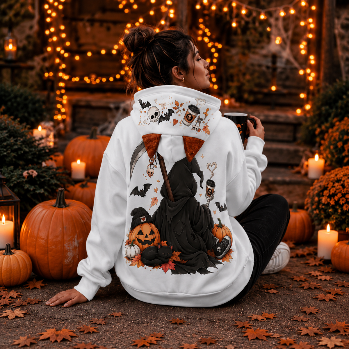 Dead Tired Halloween Hoodie With Ears | Grim Reaper