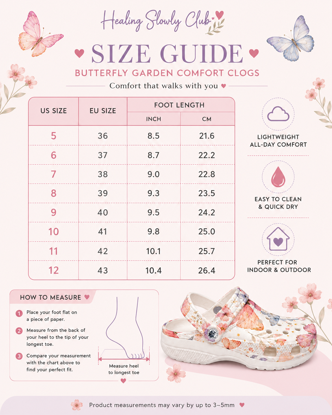 Butterfly Garden Comfort Clogs – Floral Everyday Shoes