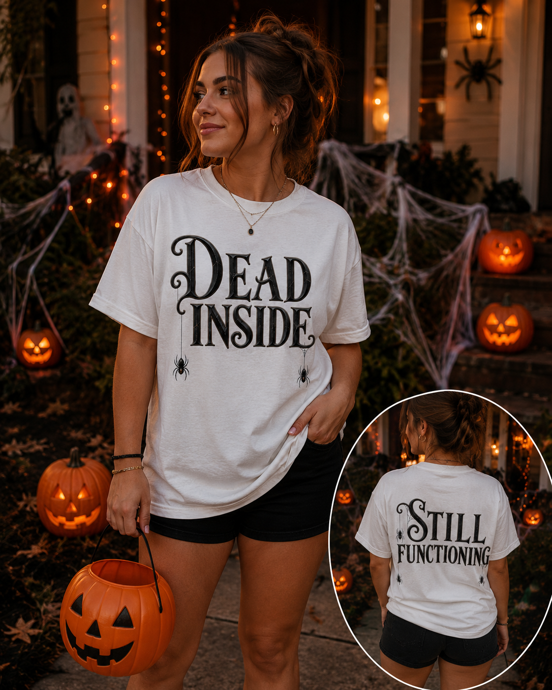 Dead Inside Still Functioning Unisex T-Shirt | Funny Halloween Graphic Tee