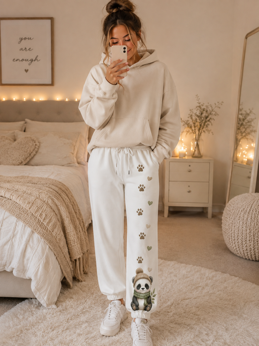 Cozy Panda Women’s Fleece Joggers | Soft Lounge Sweatpants