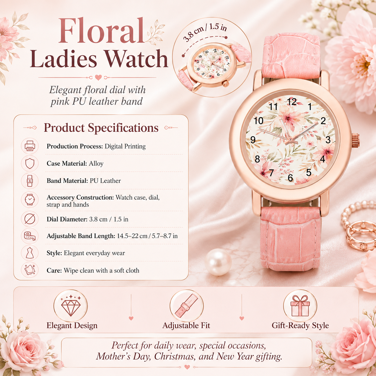 Blush Bloom Floral Women’s Watch