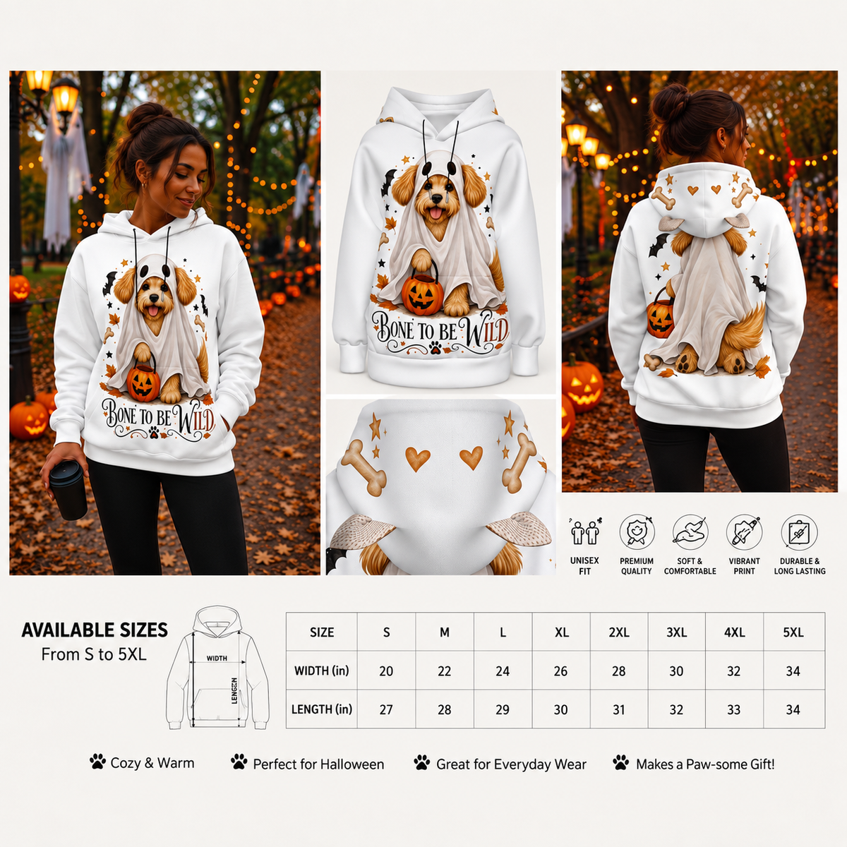 Ghost Dog Halloween Hoodie With Ears | Bone To Be Wild