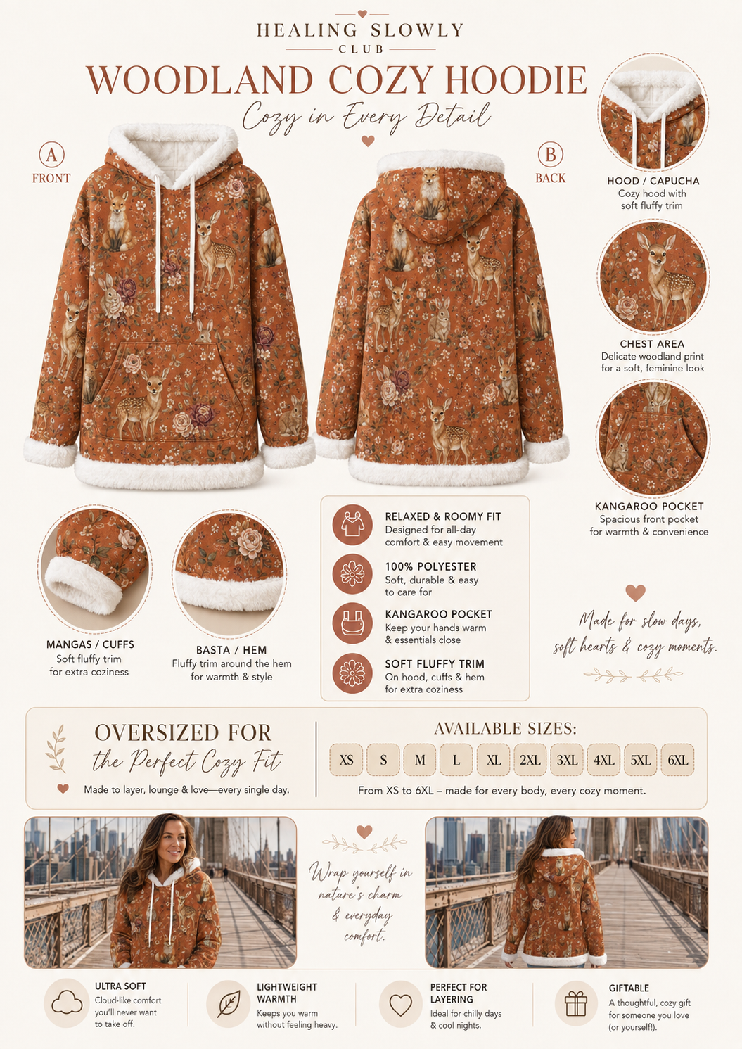 Woodland Friends Cozy Fleece Hoodie