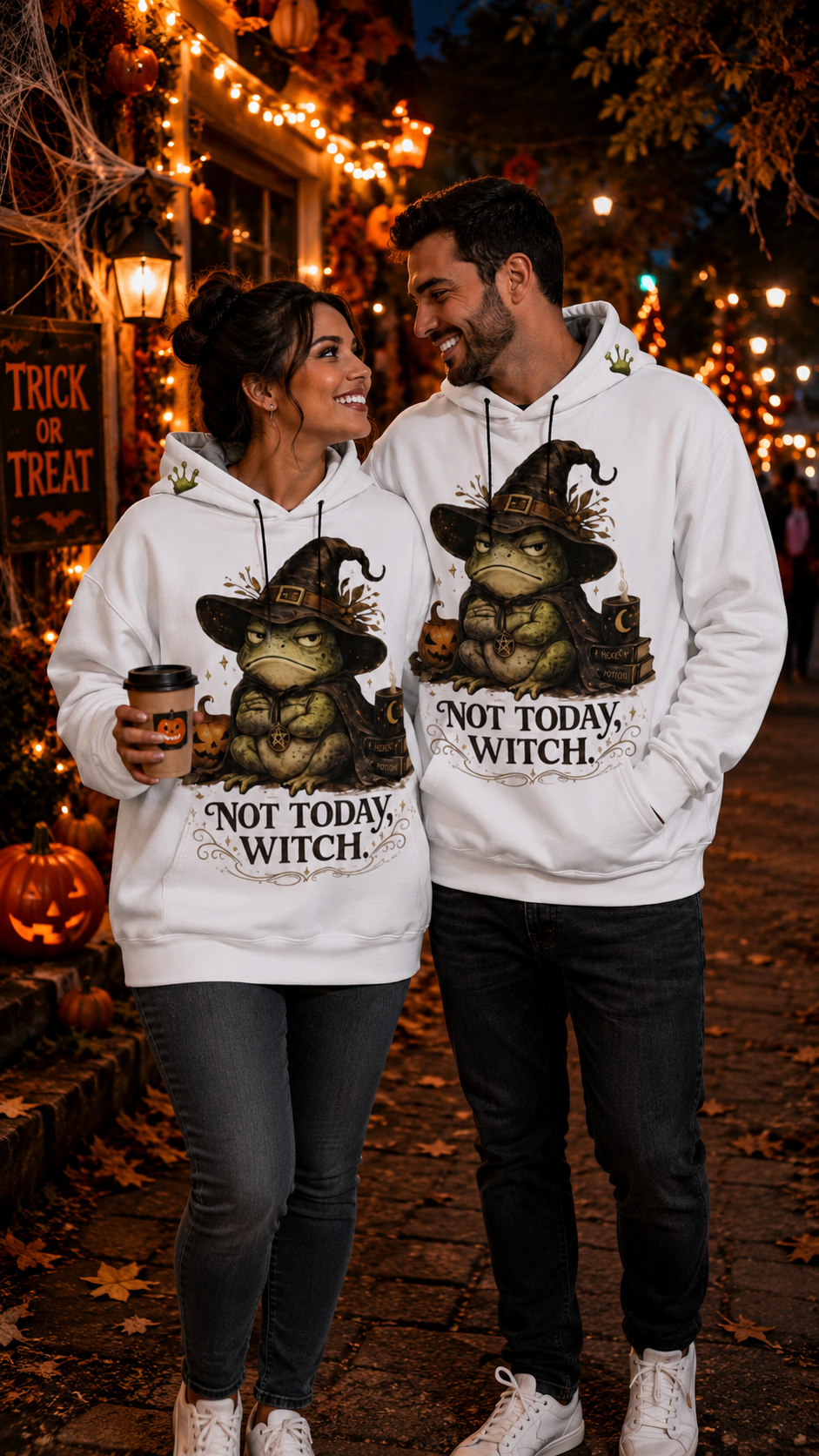 Not Today Witch Frog Halloween Hoodie With Ears | Cozy Spooky Hoodie