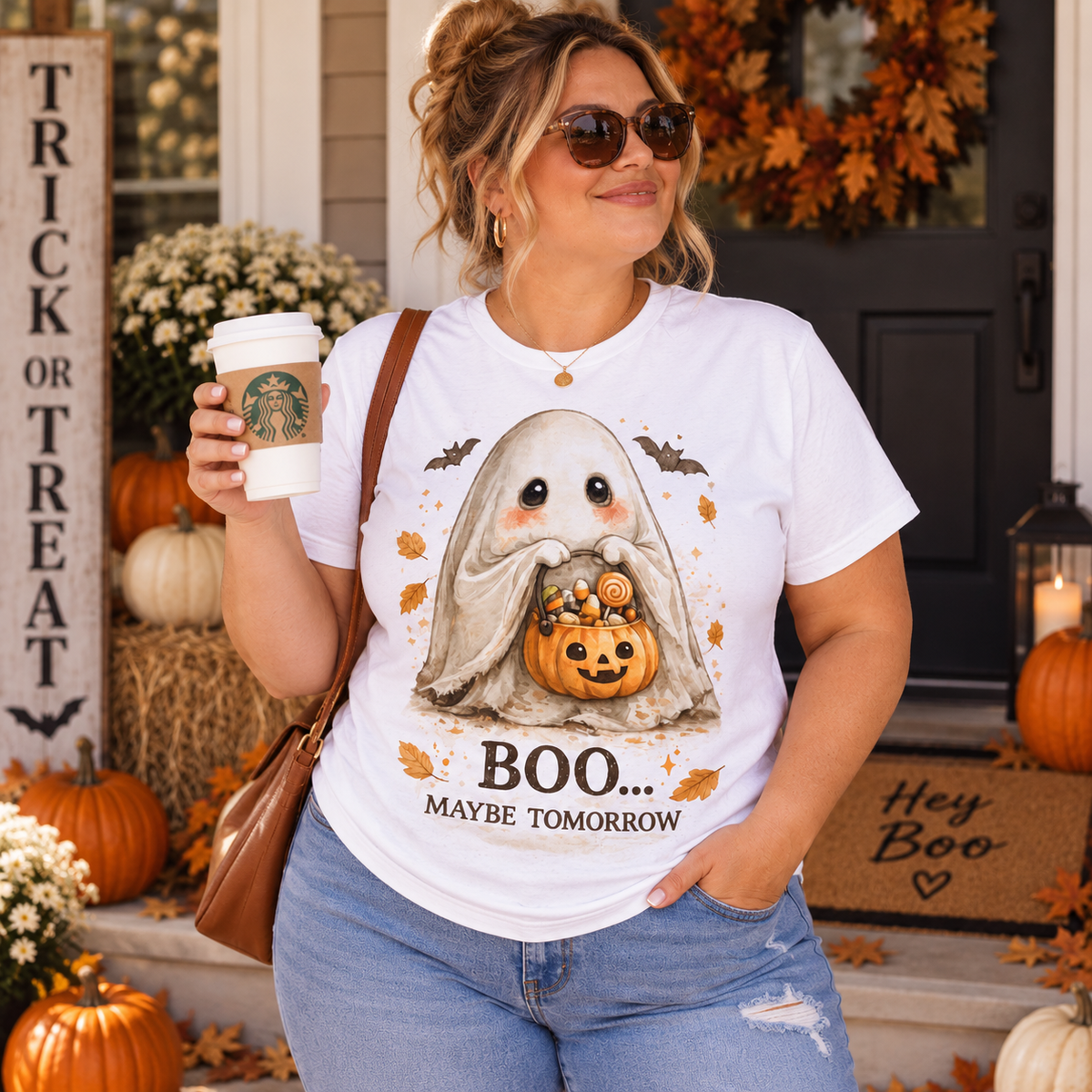 Boo Maybe Tomorrow T-Shirt | Cute Halloween Ghost Graphic Tee