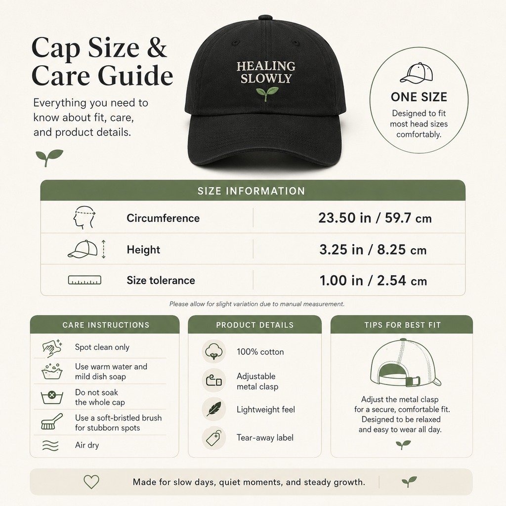 Healing Slowly Embroidered Cap | Recovery & Growth Hat