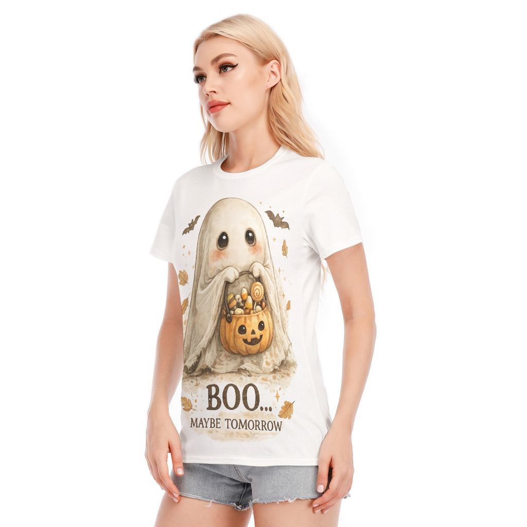 Boo… Maybe Tomorrow Ghost T-Shirt | Cozy Halloween Graphic Tee