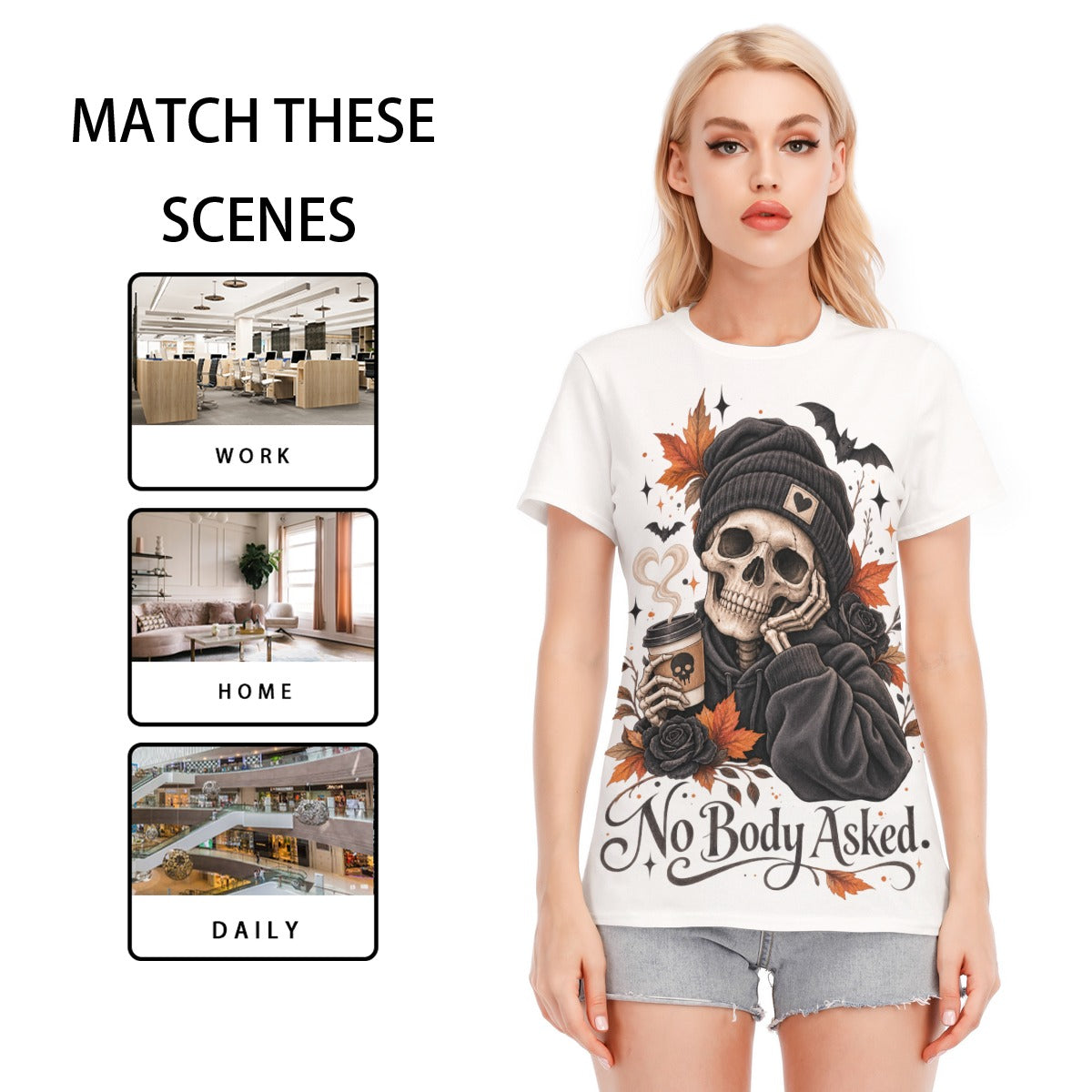 All-Over Print Women's Round Neck T-Shirt | 190GSM Cotton