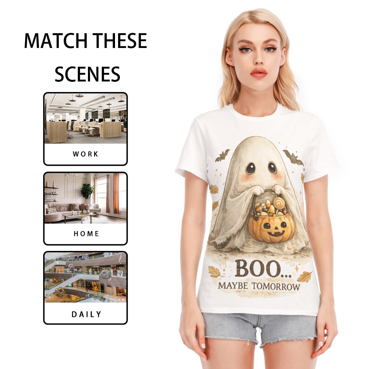 Boo… Maybe Tomorrow Ghost T-Shirt | Cozy Halloween Graphic Tee