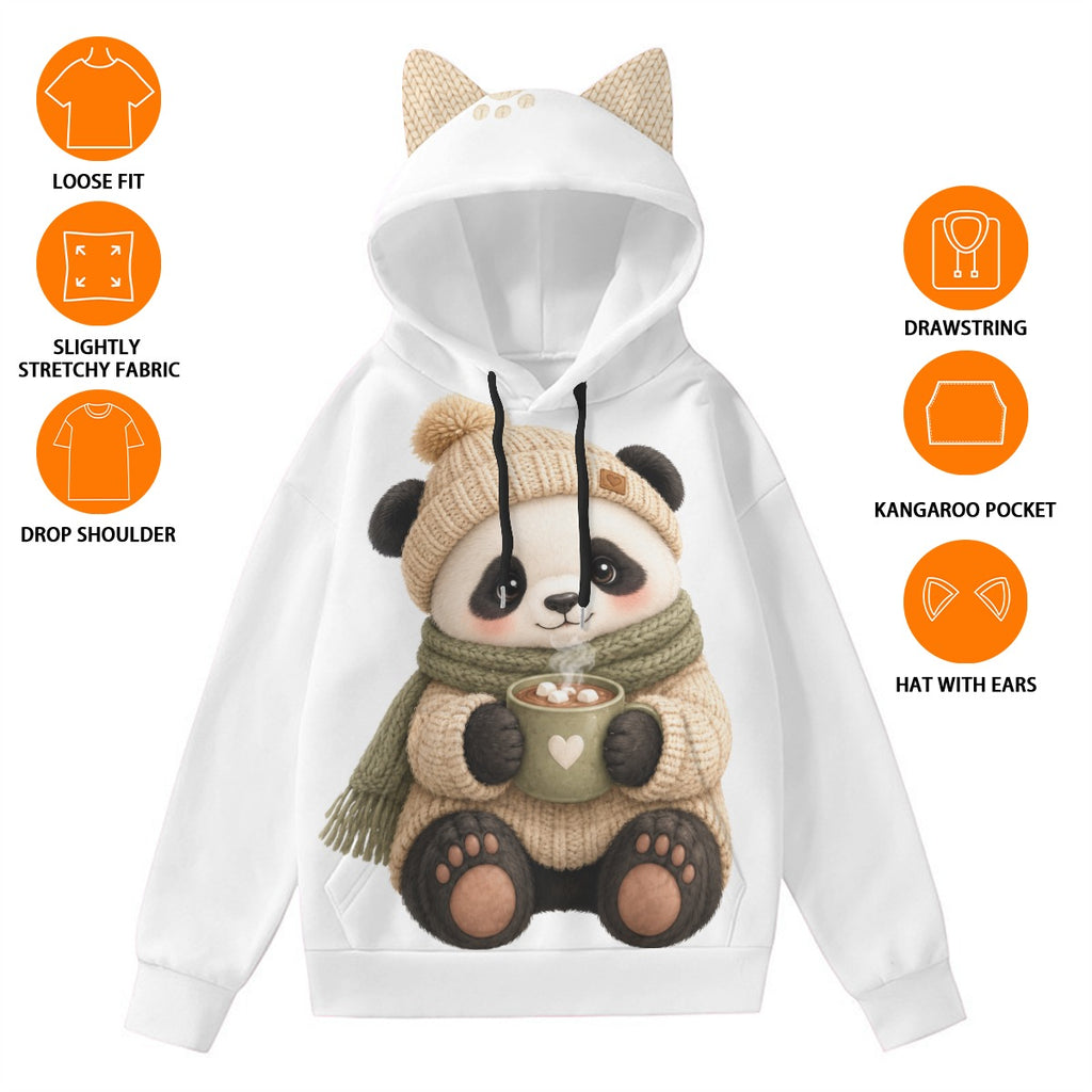Cozy Panda Hoodie With Ears | Cute Kawaii Winter Hoodie
