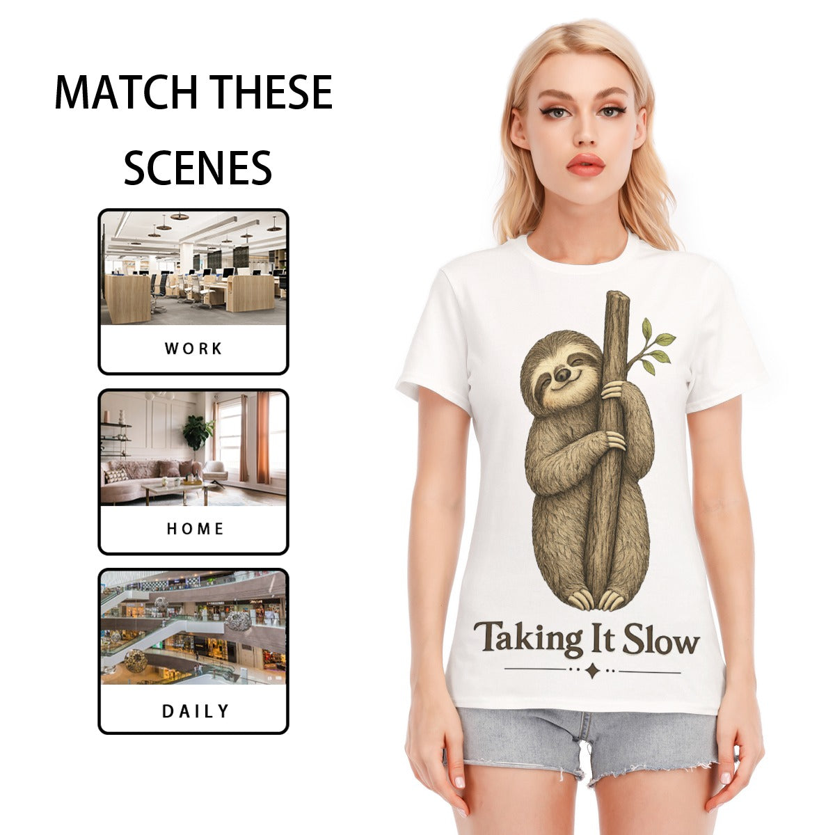 All-Over Print Women's Round Neck T-Shirt | 190GSM Cotton