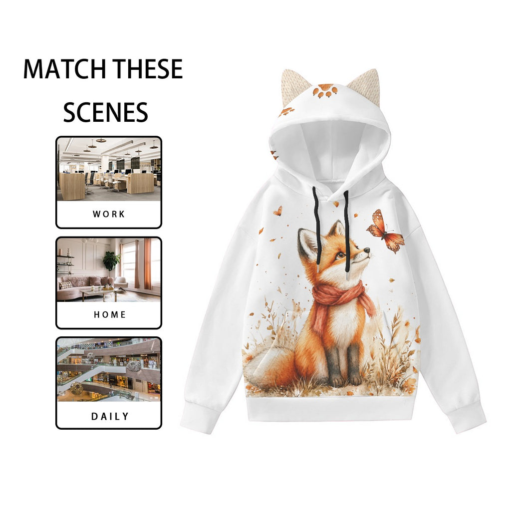 Cozy Fox Hoodie With Decorative Ears | Autumn Cottagecore Hoodie | Healing Slowly Club