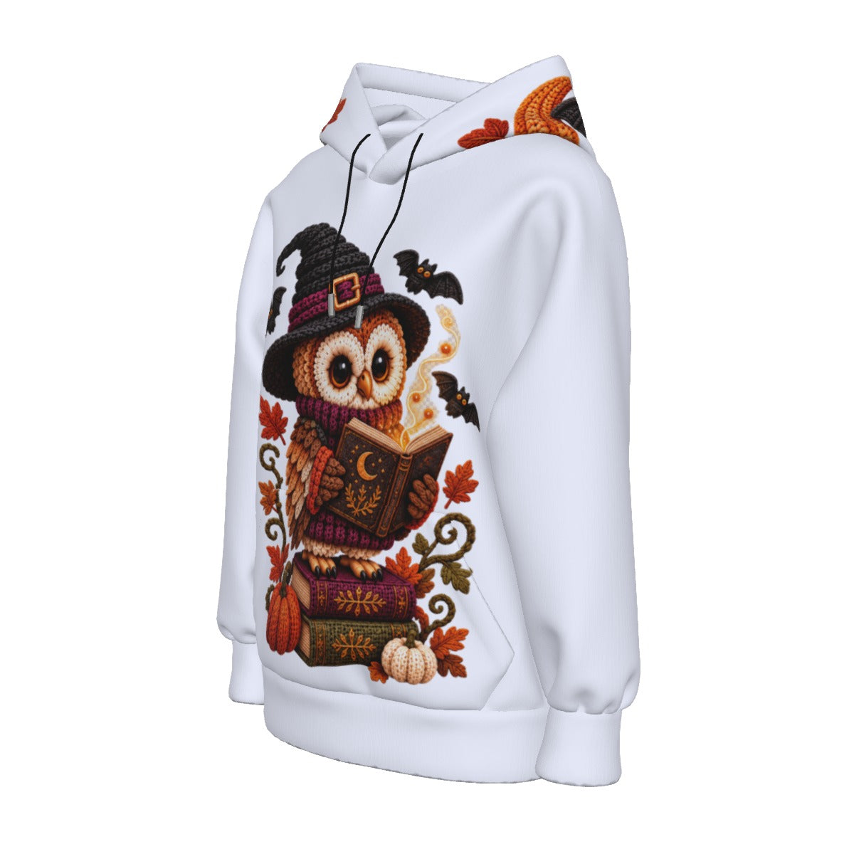 Cozy Witch Owl Halloween Hoodie with Decorative Ears