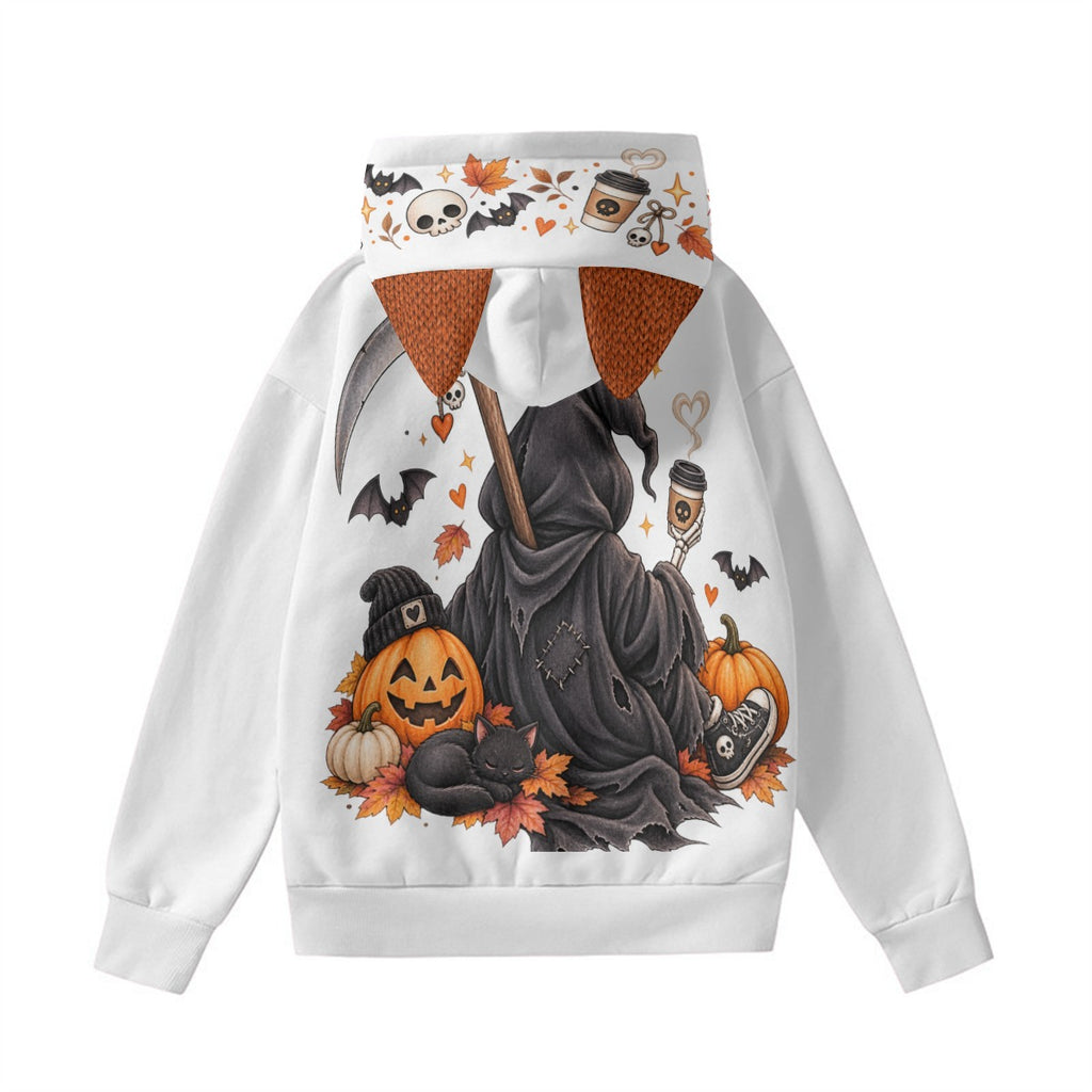 Dead Tired Halloween Hoodie With Ears | Grim Reaper
