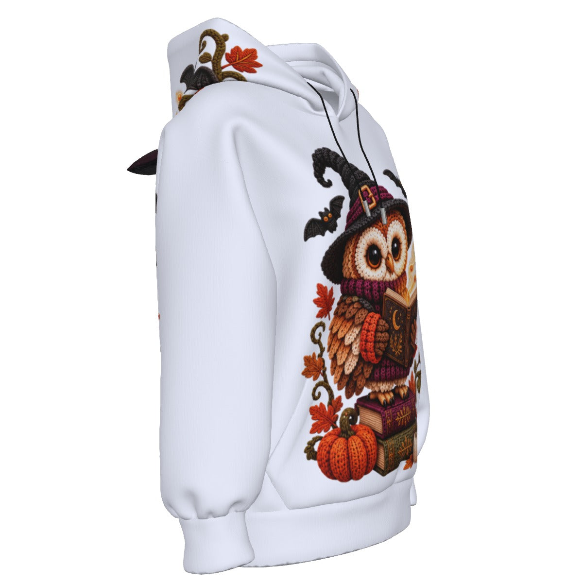 Cozy Witch Owl Halloween Hoodie with Decorative Ears