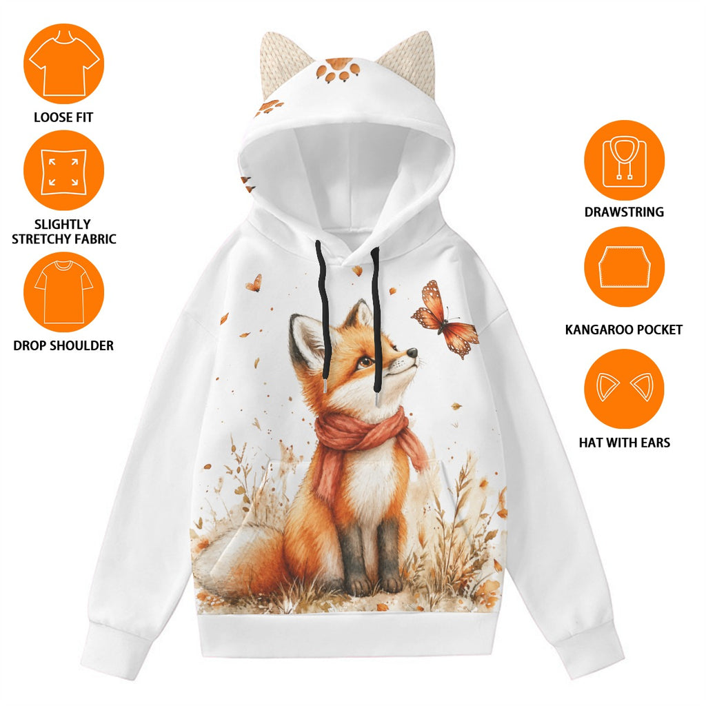 Cozy Fox Hoodie With Decorative Ears | Autumn Cottagecore Hoodie | Healing Slowly Club