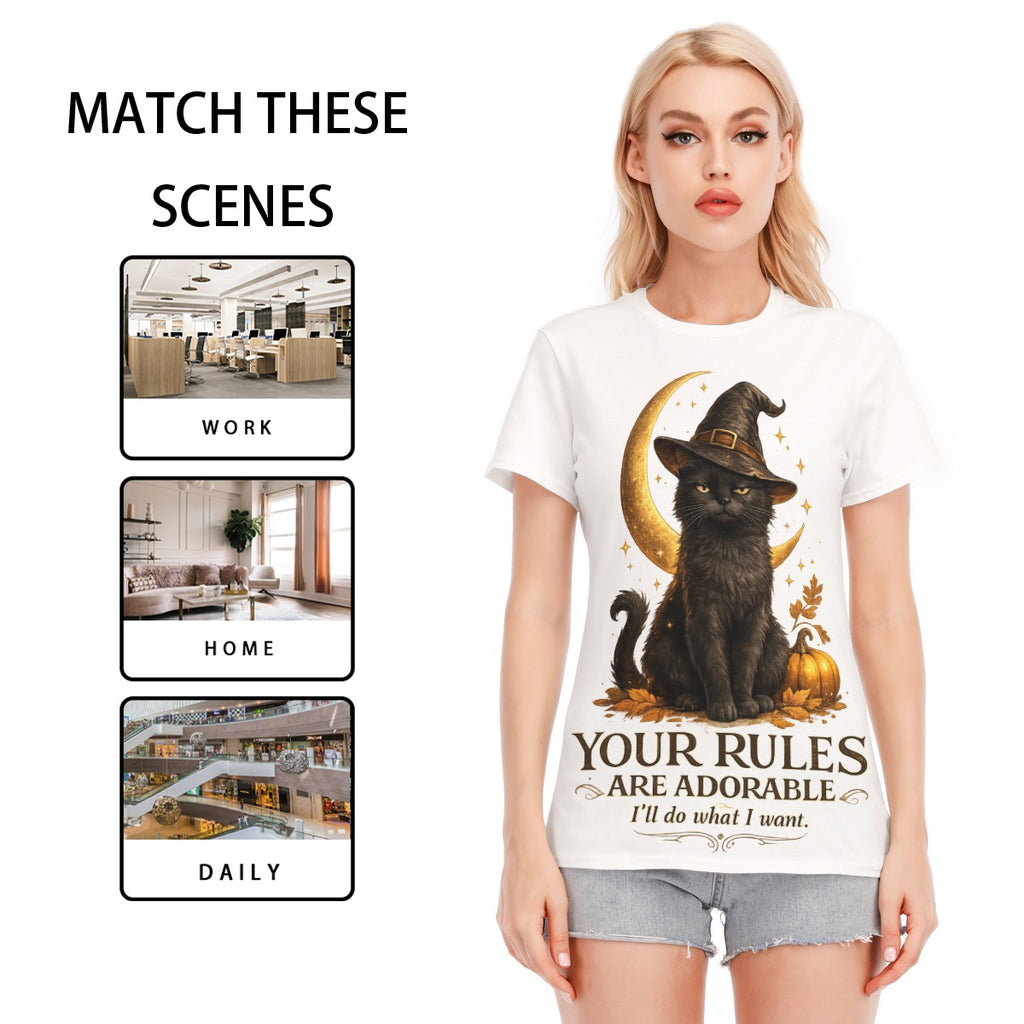 All-Over Print Women's Round Neck T-Shirt | 190GSM Cotton
