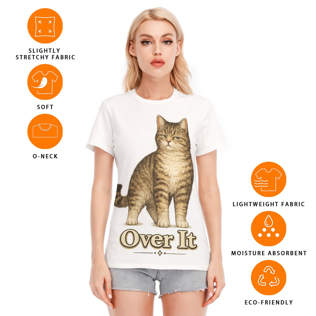All-Over Print Women’s Round Neck T-Shirt | 190GSM Cotton