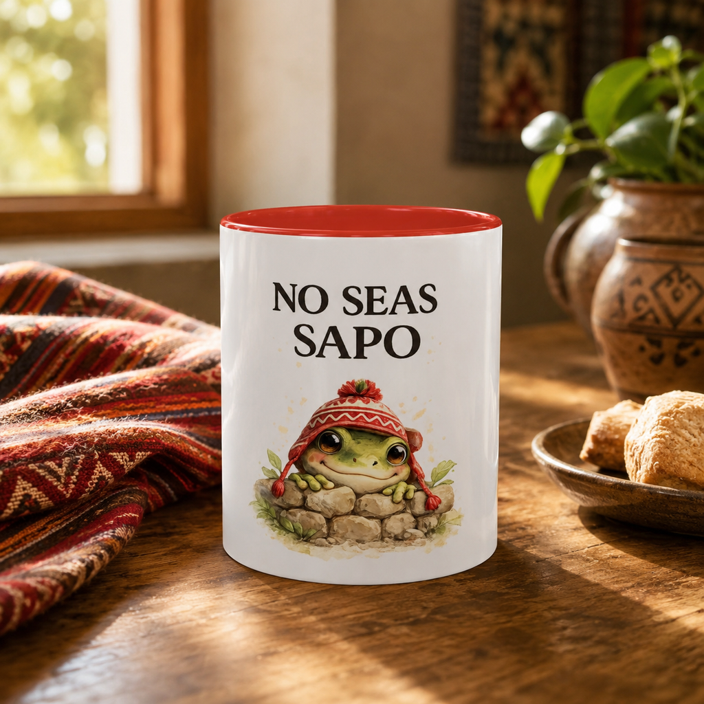 No Seas Sapo Peruvian Frog Mug – Funny Spanish Slang Gift 11oz