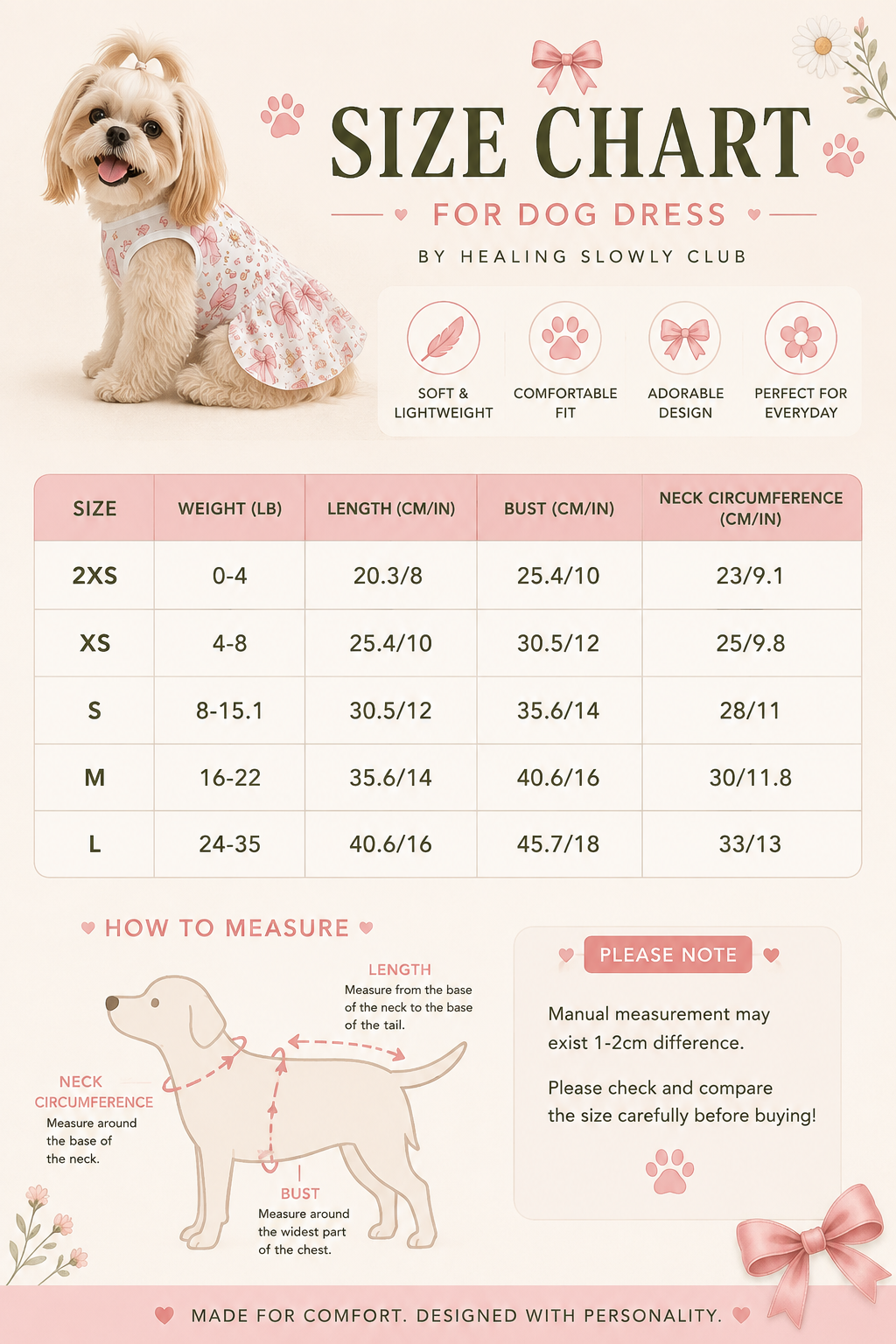 Sweet Bow Ruffle Dog Dress – Small Dog Sizes 2XS–L