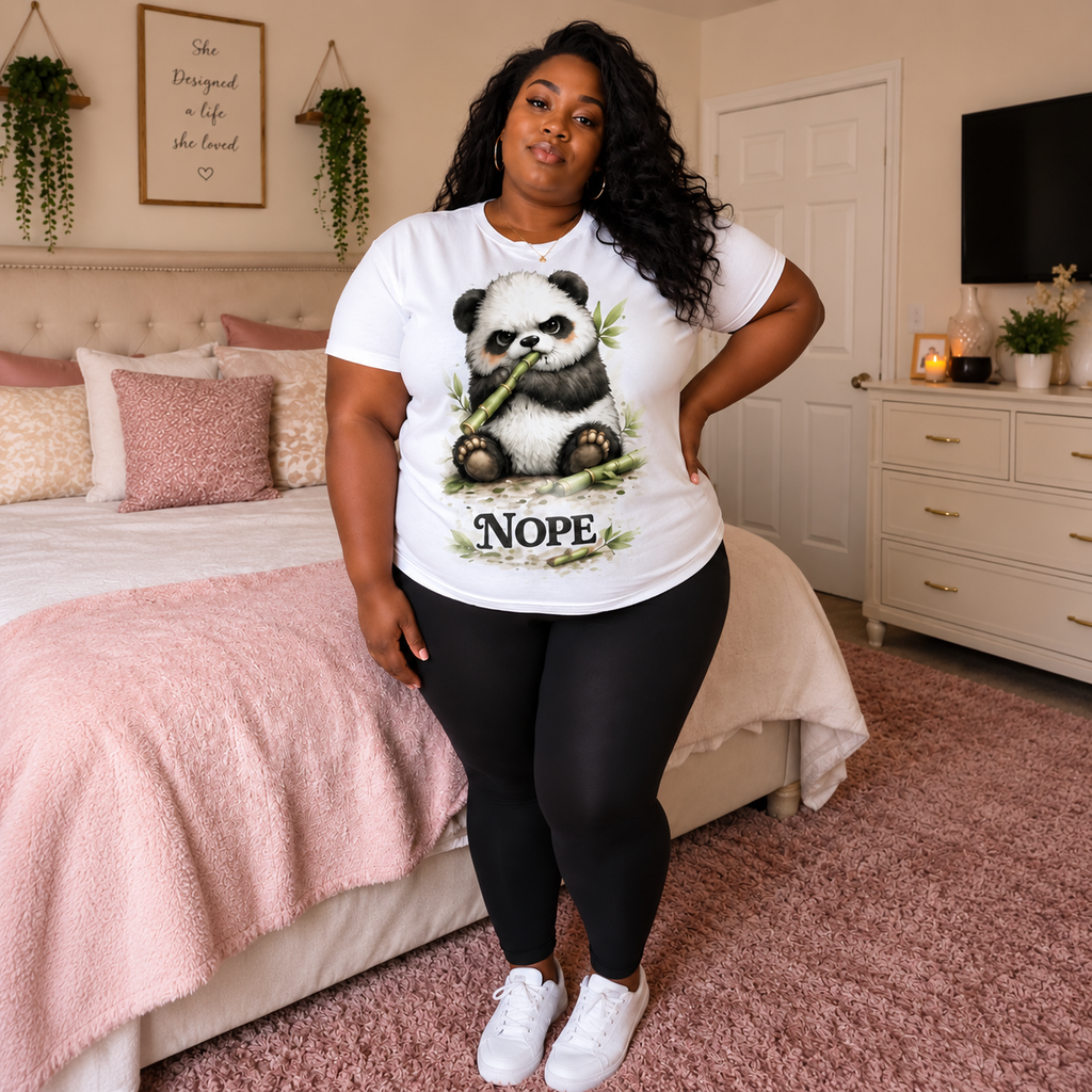 NOPE Panda T-Shirt for Women | Cute Watercolor Graphic Tee