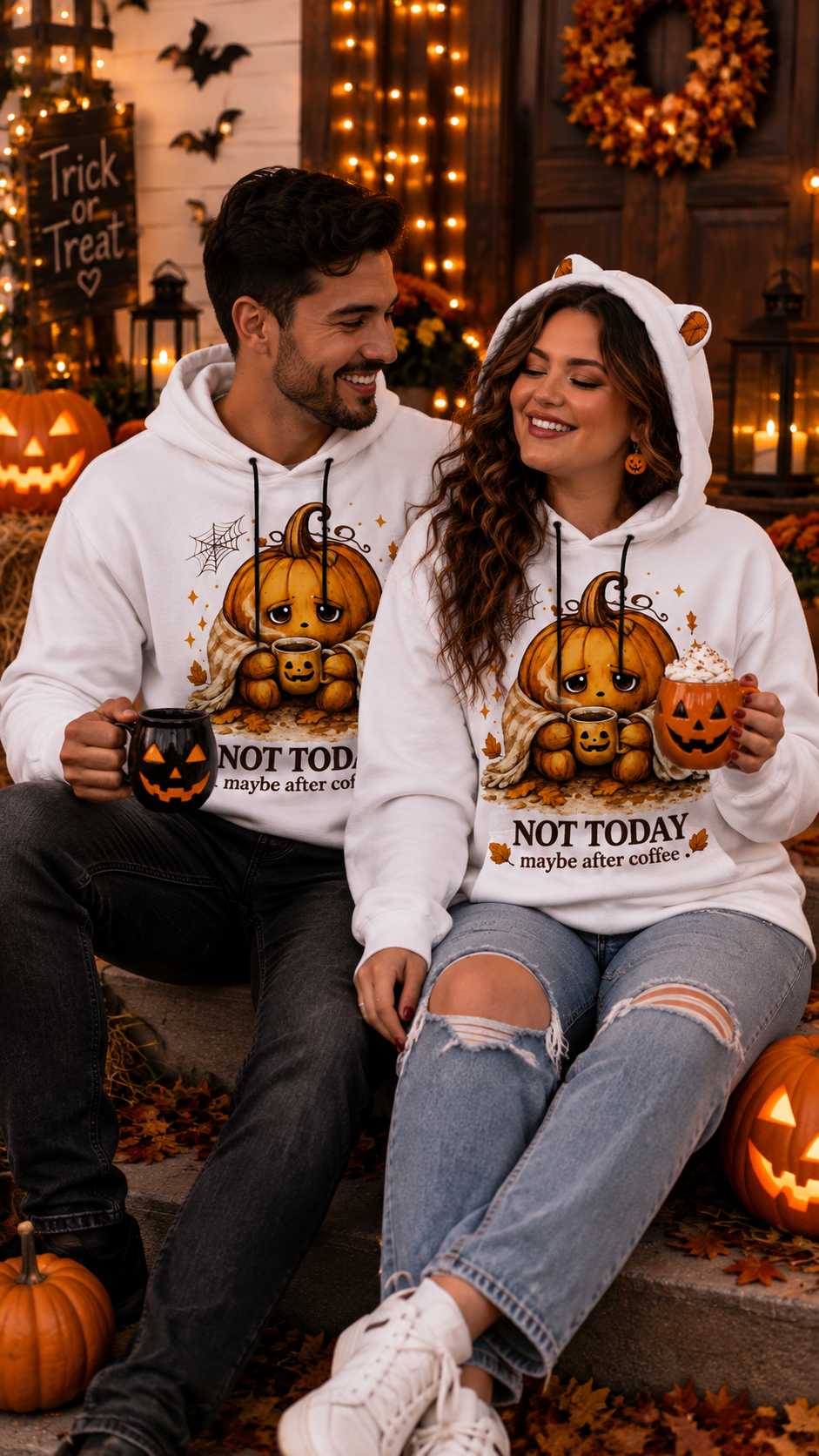 Not Today Pumpkin Hoodie With Ears | Halloween Cozy Hoodie
