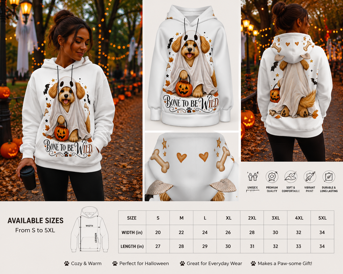 Ghost Dog Halloween Hoodie With Ears | Bone To Be Wild