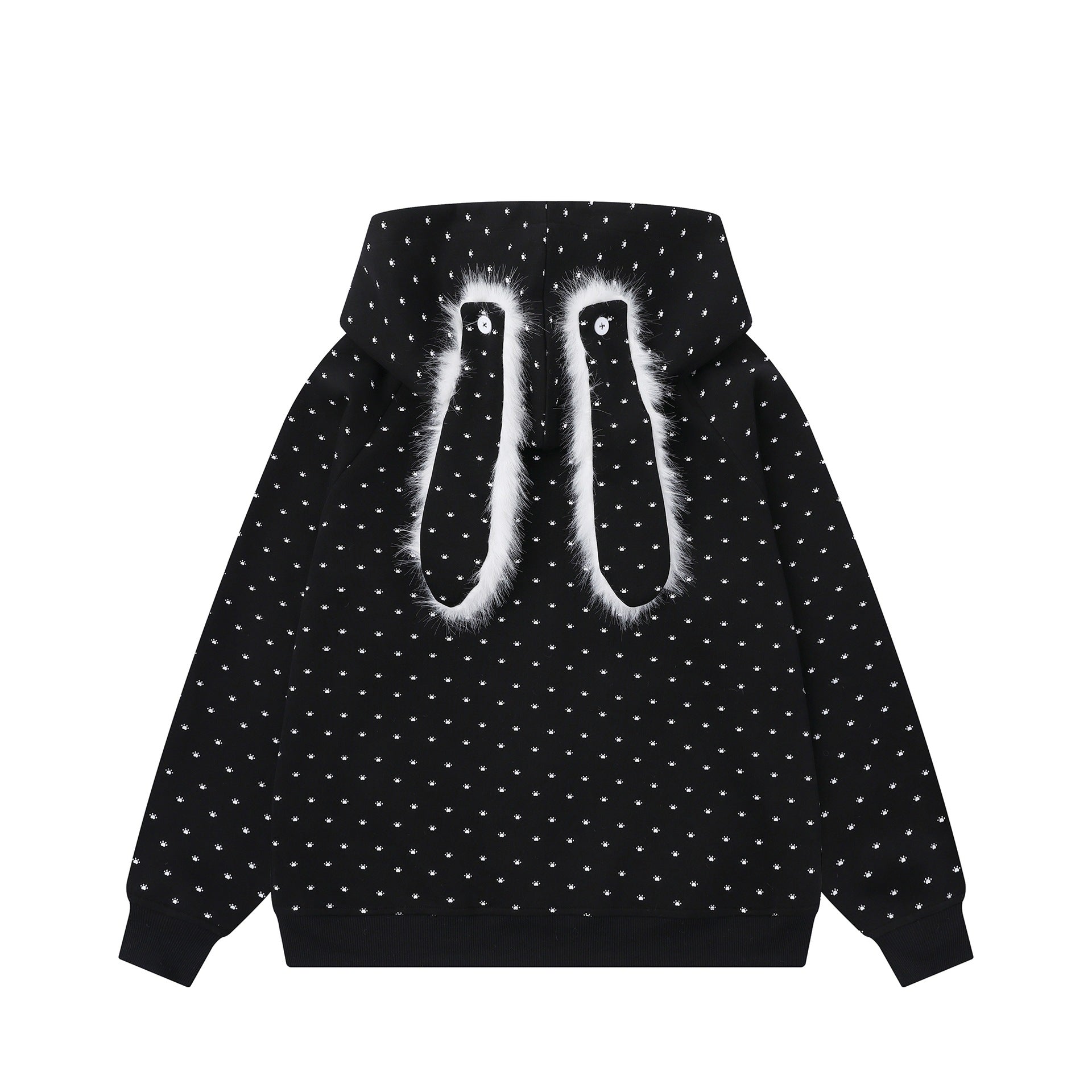 Plush Bunny Ear Zip Hoodie – Cozy Oversized Rabbit Hoodie