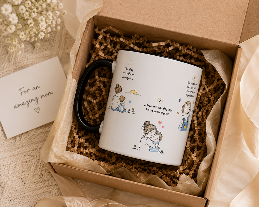 Heartfelt Mother and Child Illustration Mug | Accent Coffee Mug