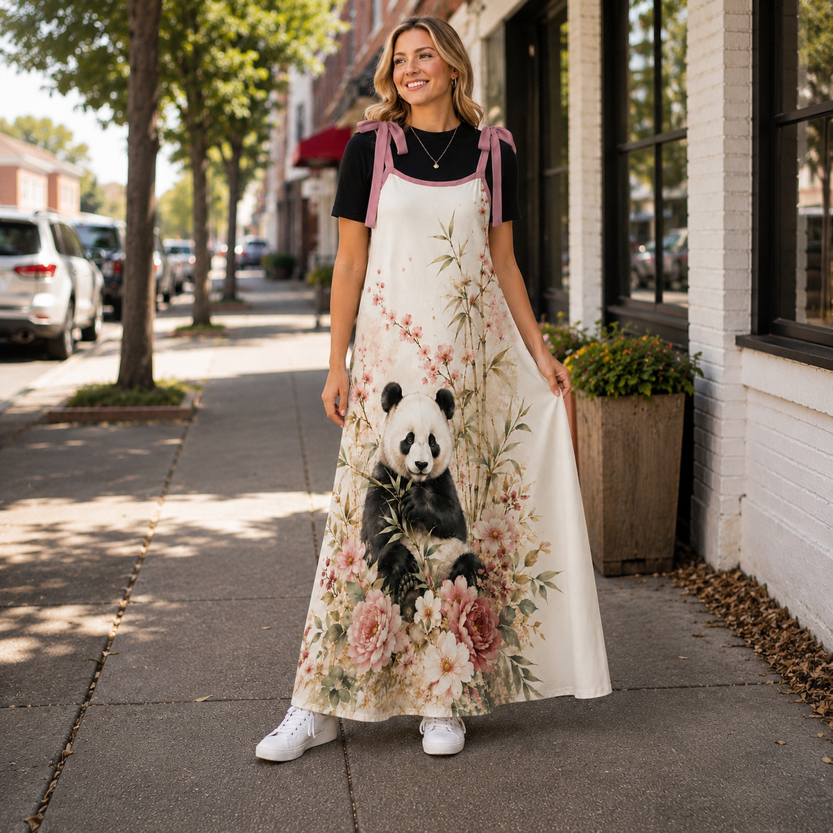 Blush Panda Garden Maxi Dress – Floral Panda Dress