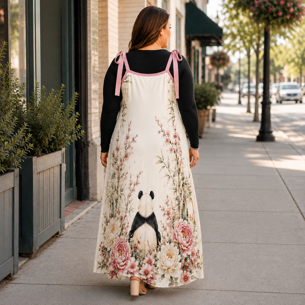 Blush Panda Garden Maxi Dress – Floral Panda Dress