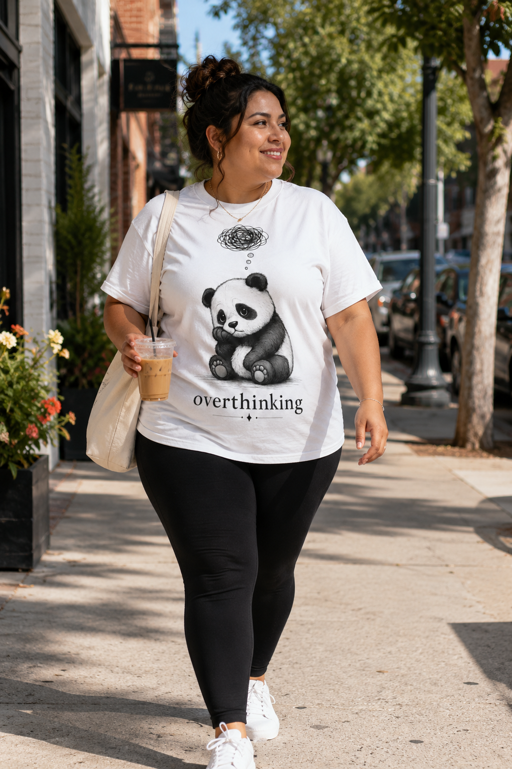 Overthinking Panda T-Shirt | Cute Anxiety Shirt for Women | Soft Cotton Graphic Tee