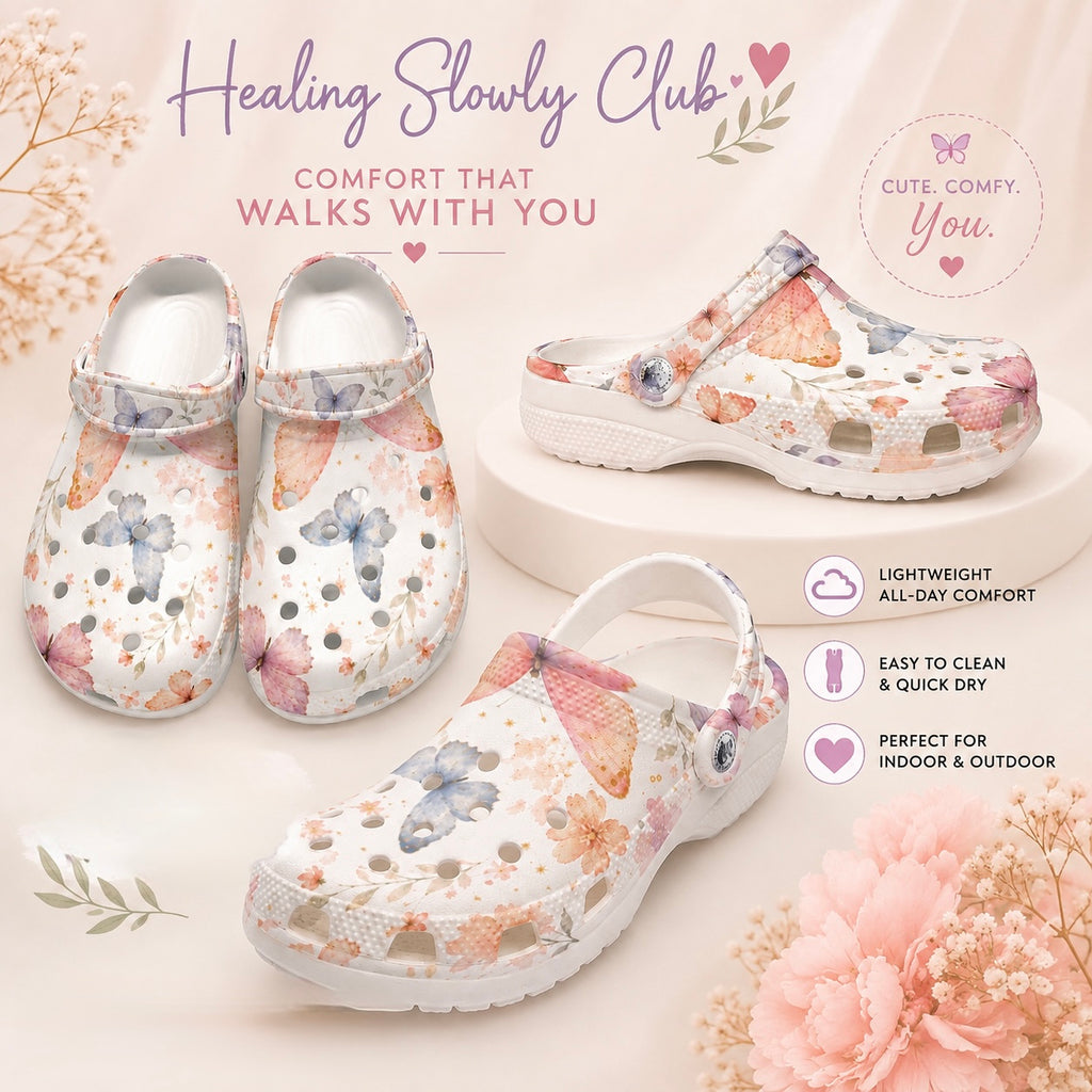 Butterfly Garden Comfort Clogs – Floral Everyday Shoes