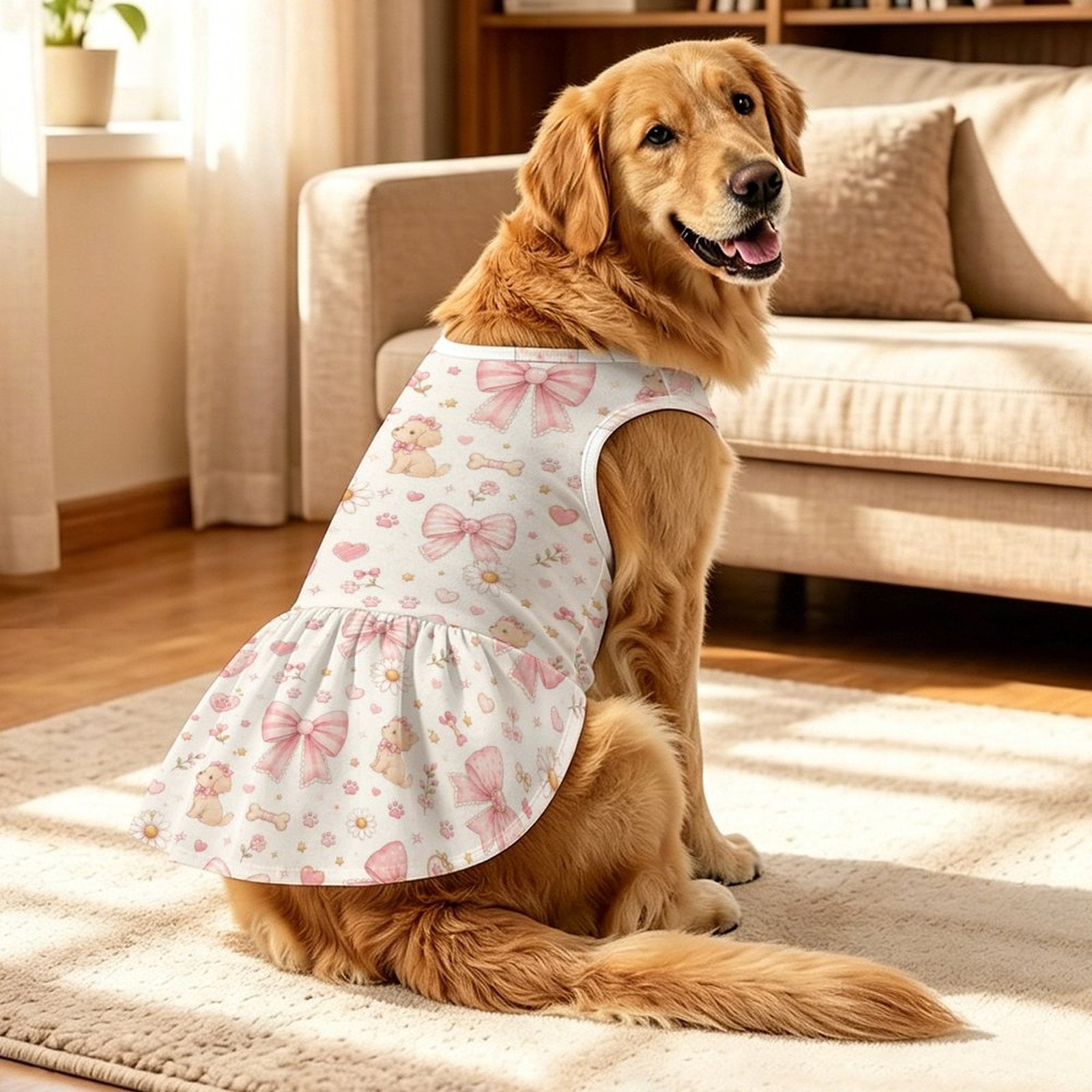 Pink Bow Garden Pet Dress – Plus Size Ruffle Dress