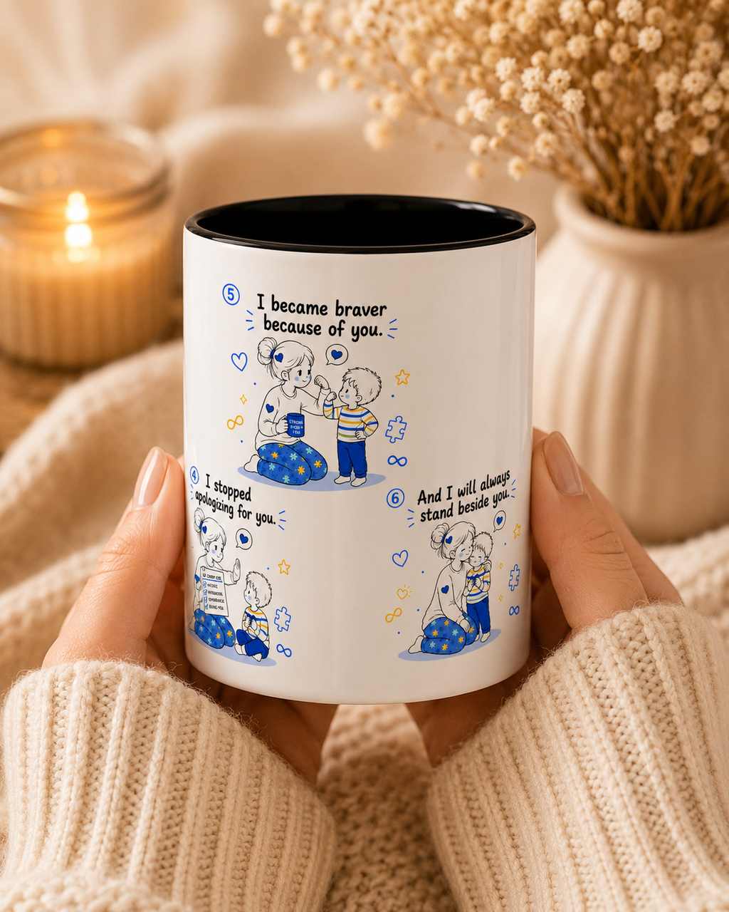 I Became Braver Illustration Coffee Mug | Supportive Friendship Quotes
