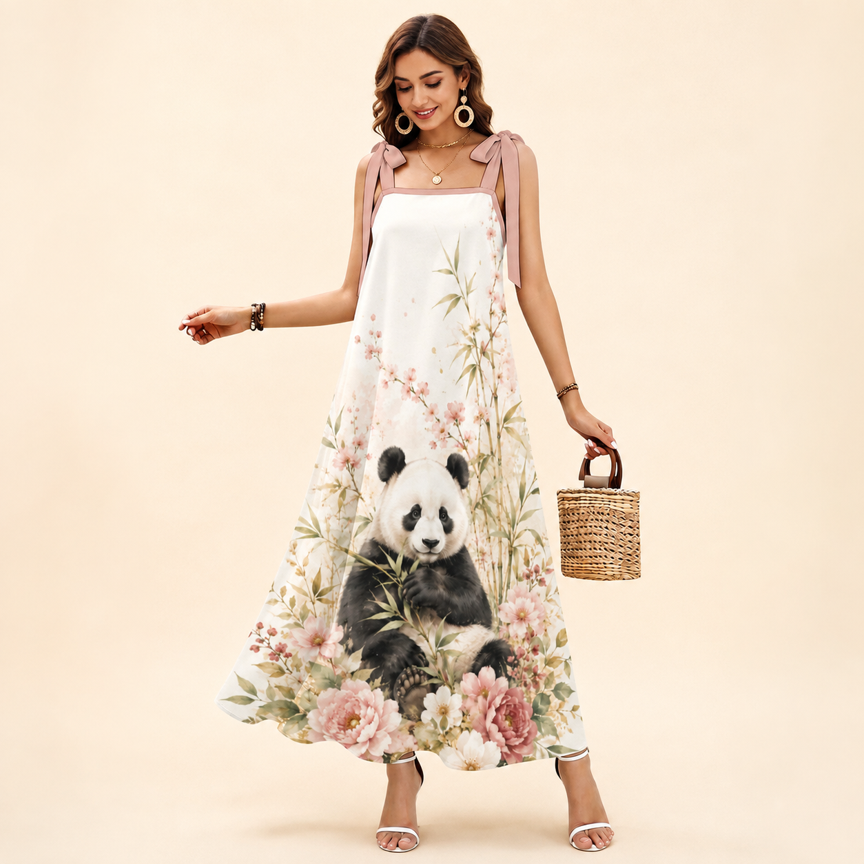 Blush Panda Garden Maxi Dress – Floral Panda Dress