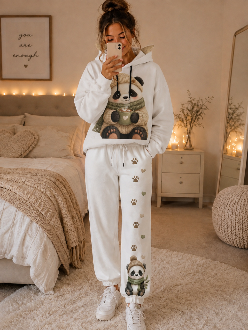 Cozy Panda Women’s Fleece Joggers | Soft Lounge Sweatpants